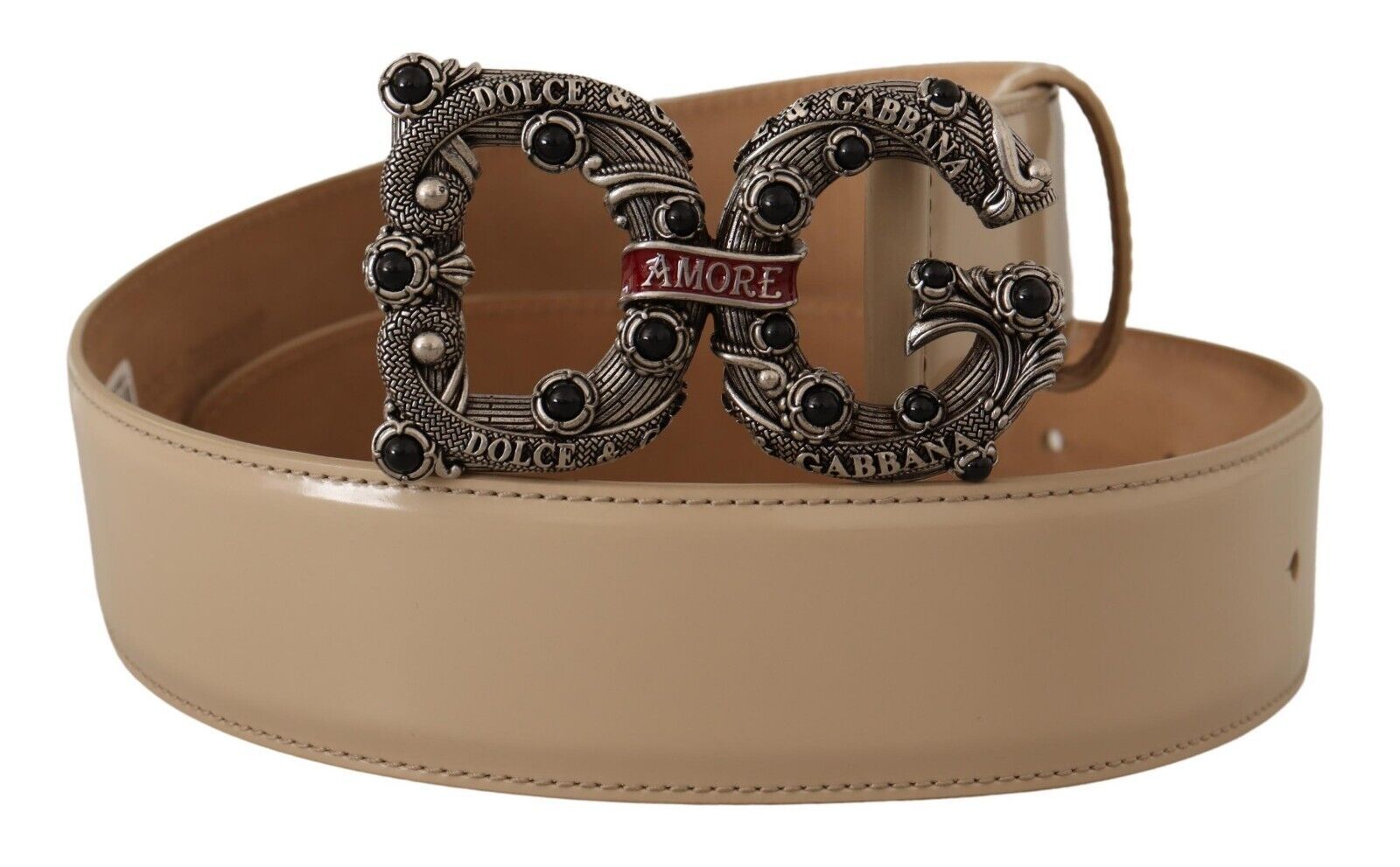 Vintage-Brass Logo Pearl Embellished Belt - ventzia
