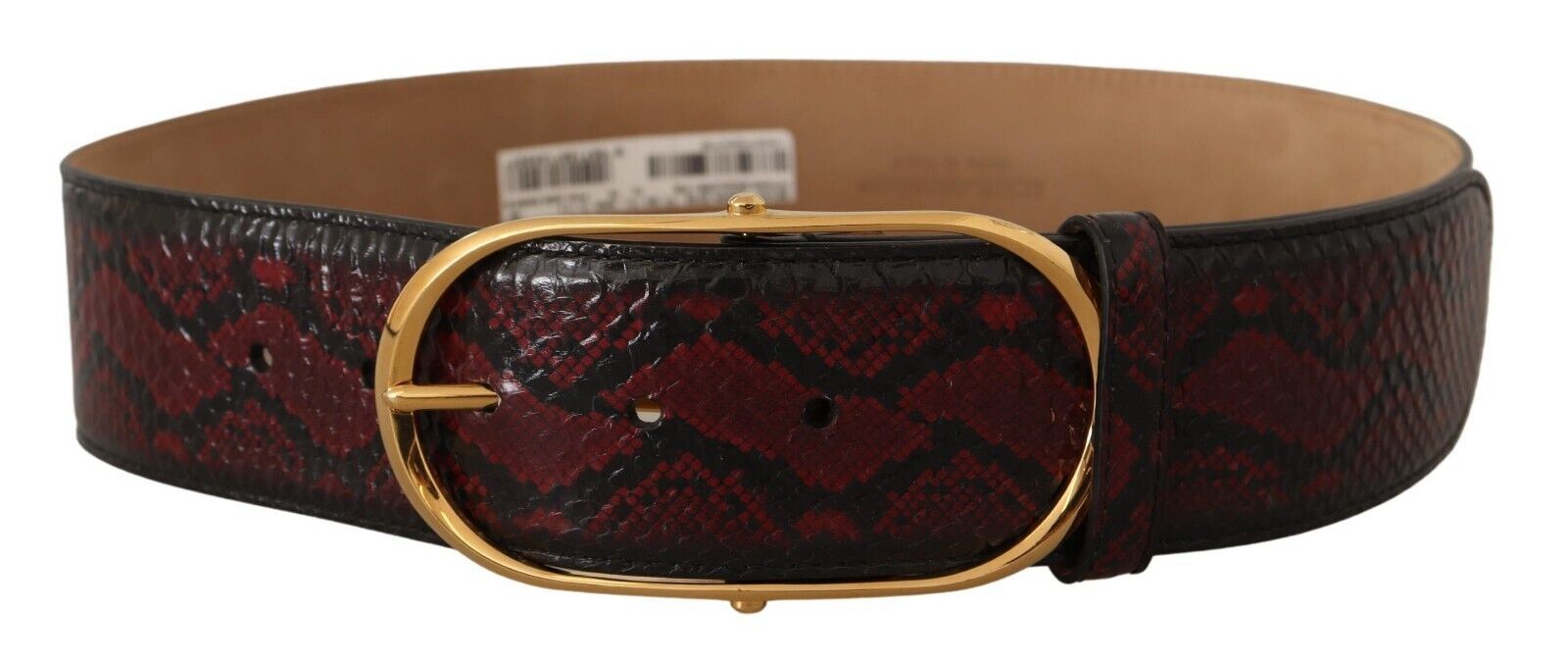 Elegant Red Python Leather Belt with Gold Buckle - ventzia
