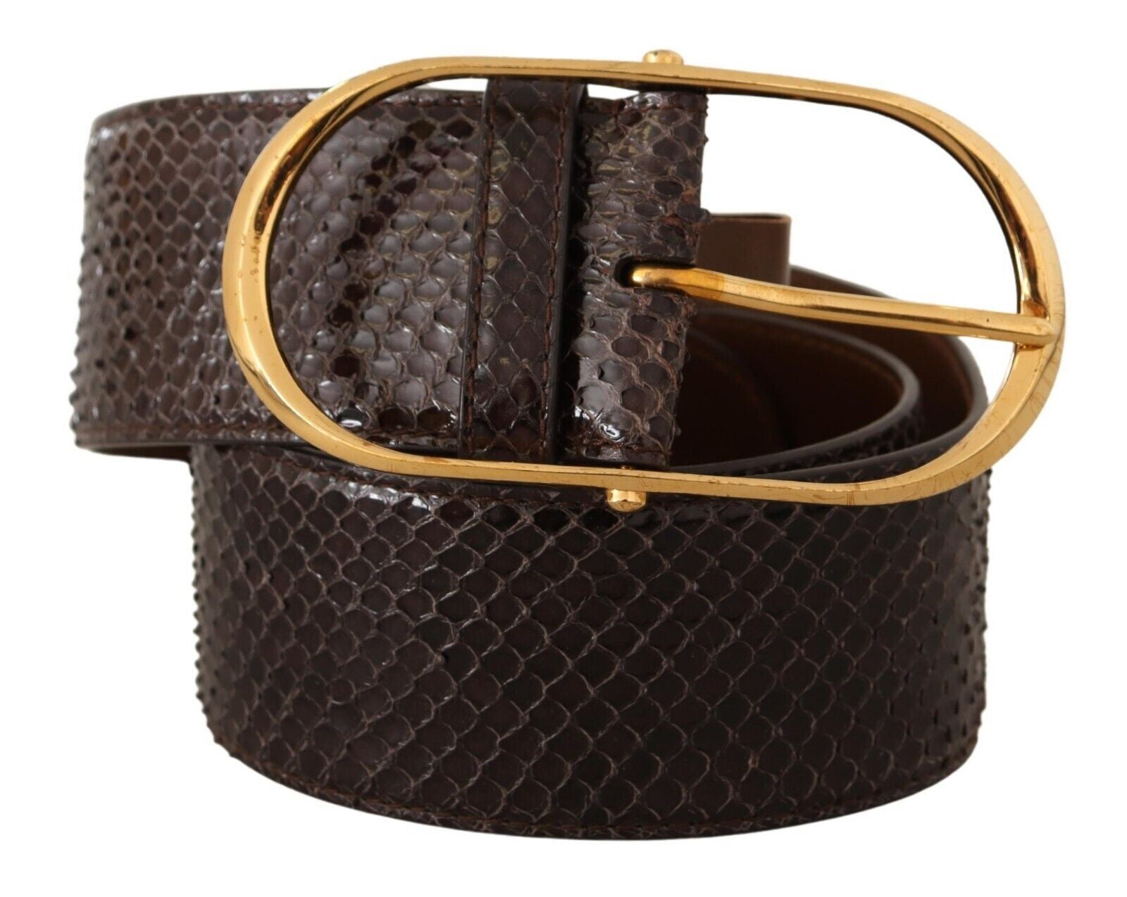 Elegant Python Leather Belt with Gold Buckle - ventzia