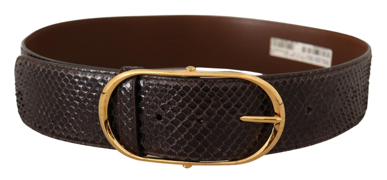 Elegant Python Leather Belt with Gold Buckle - ventzia