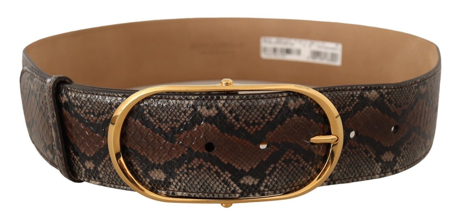 Elegant Brown Leather Belt with Gold Buckle - ventzia