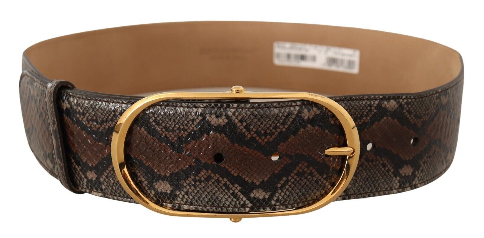 Elegant Brown Leather Belt with Gold Buckle - ventzia
