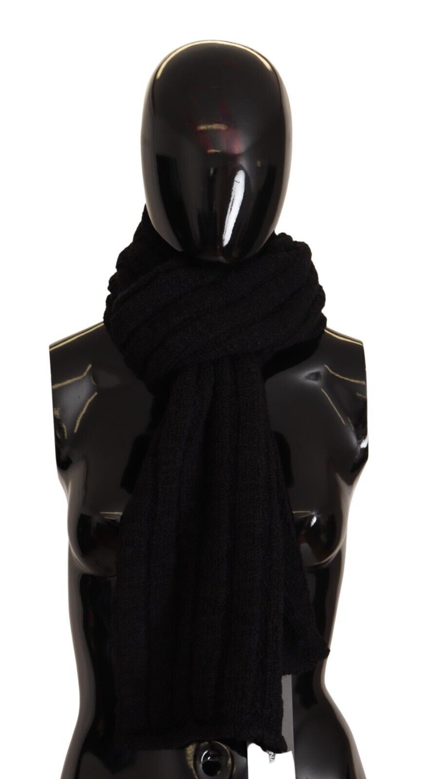 Elegance Unleashed Black Wool Scarf - ventzia