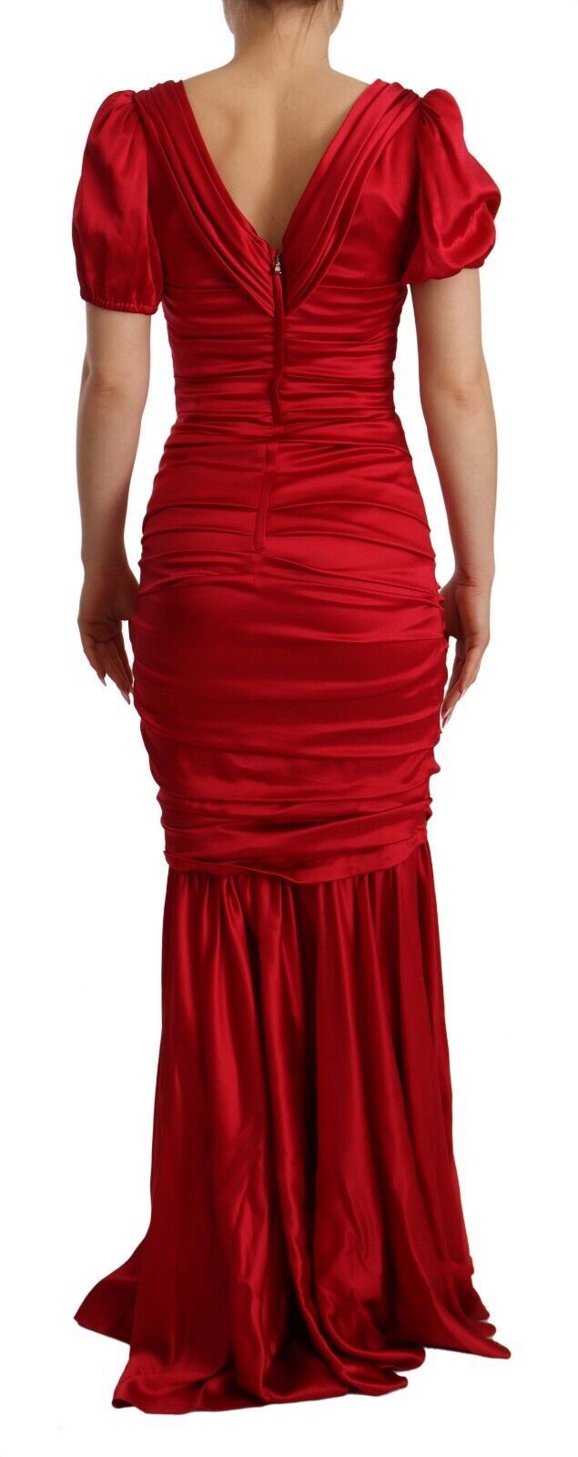 Elegant Red Silk Stretch Mermaid Dress - ventzia