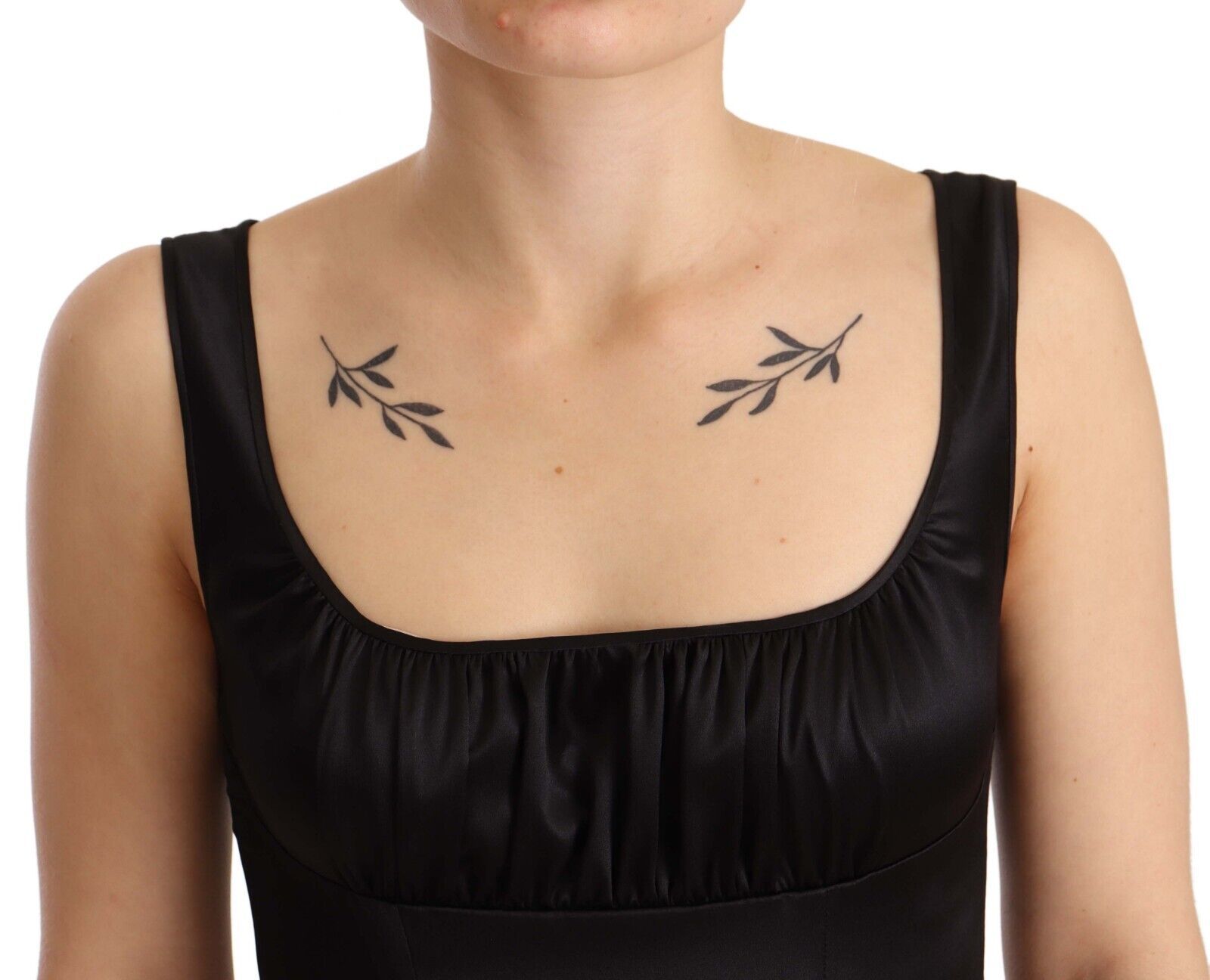 Elegant Black Silk Midi Sheath Dress - ventzia