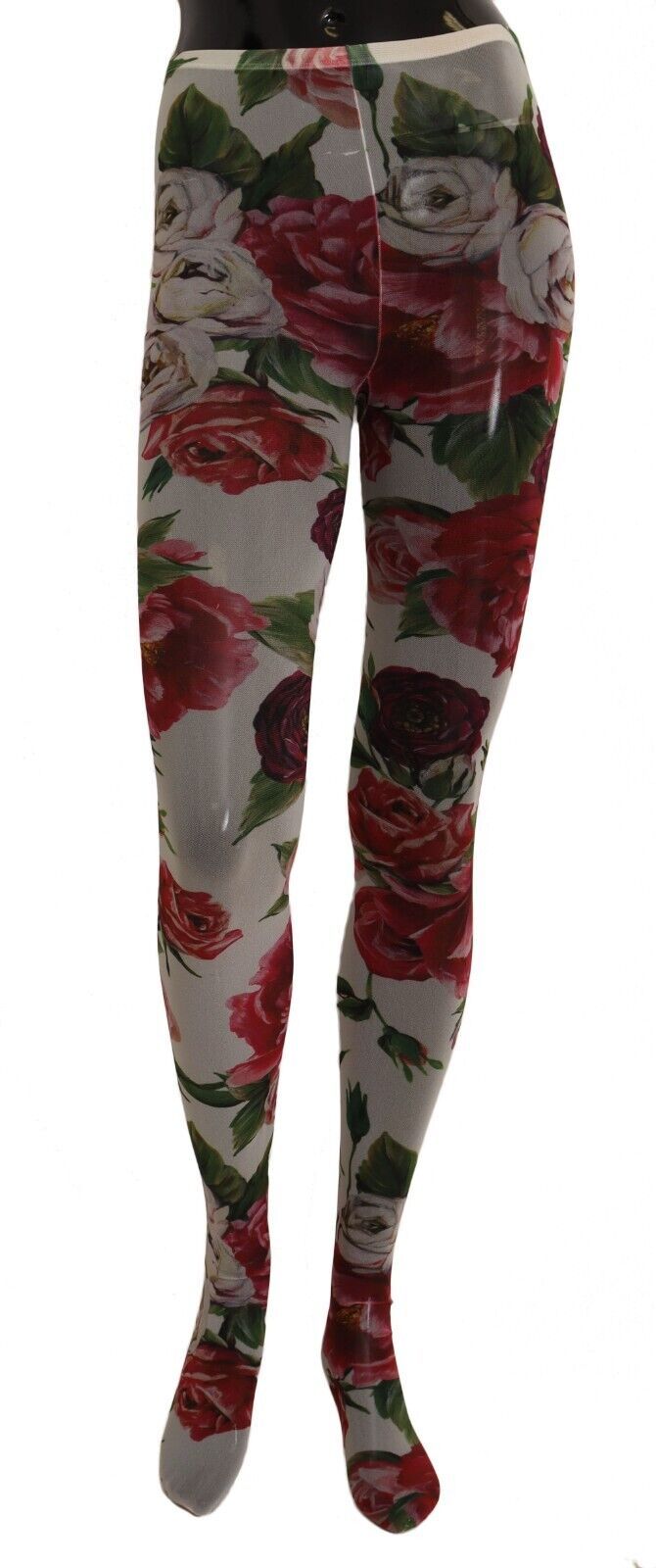 Elegant Floral Print Mesh Tights - ventzia