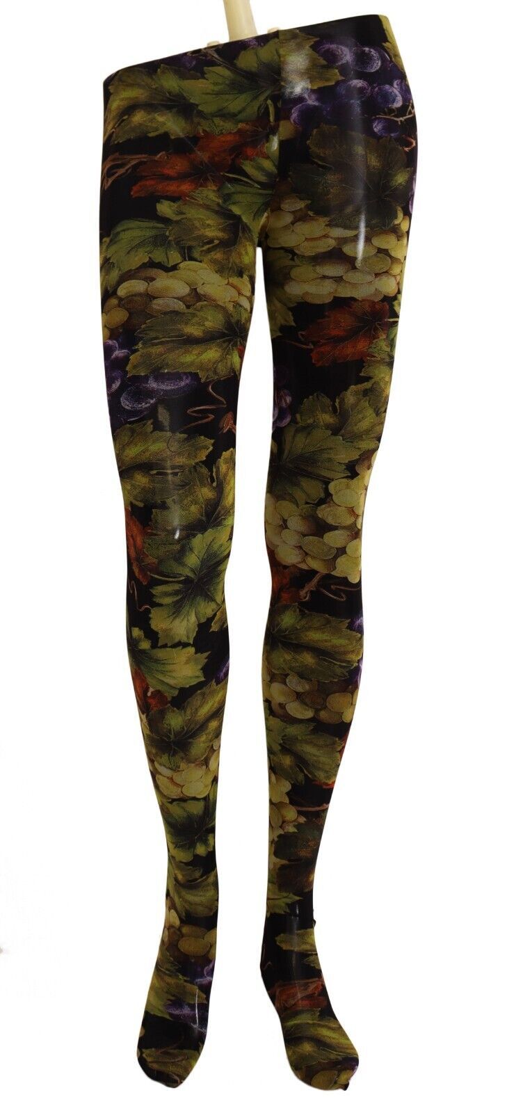 Elegant Black Grapes Printed Nylon Tights - ventzia
