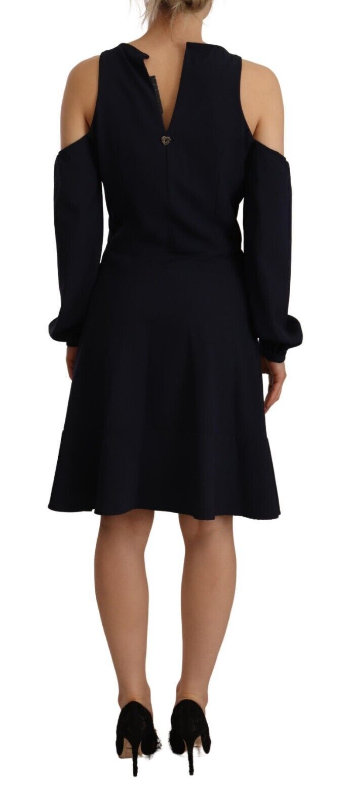 Chic Black Open Shoulder A-Line Dress - ventzia
