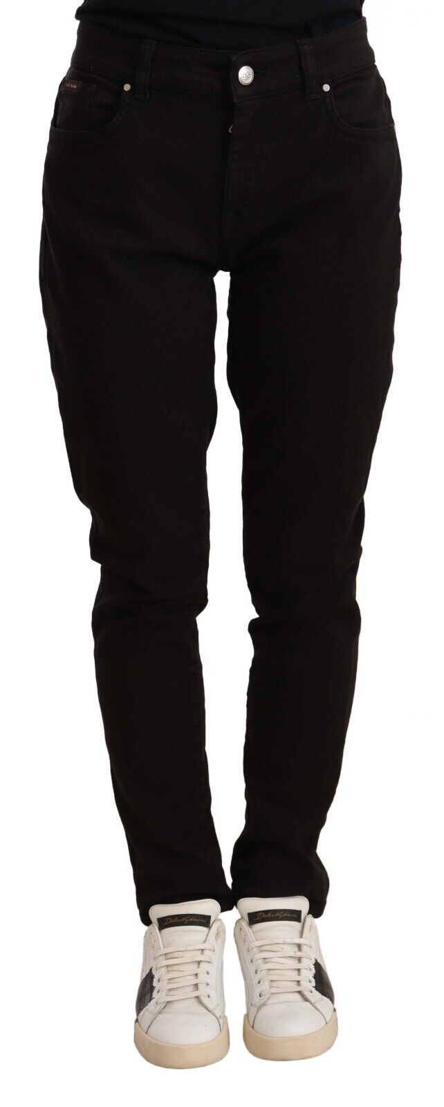 Elegant Slim-Fit Black Skinny Jeans - ventzia