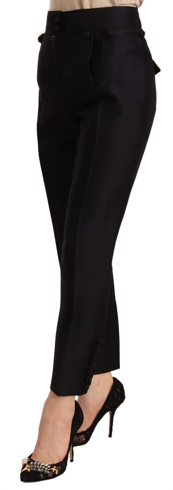Chic High-Waist Cropped Trousers - ventzia