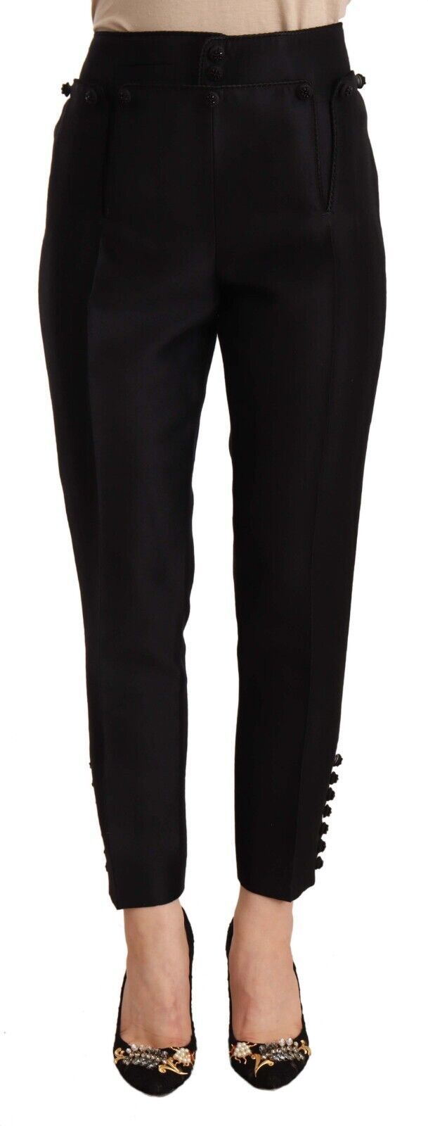 Chic High-Waist Cropped Trousers - ventzia