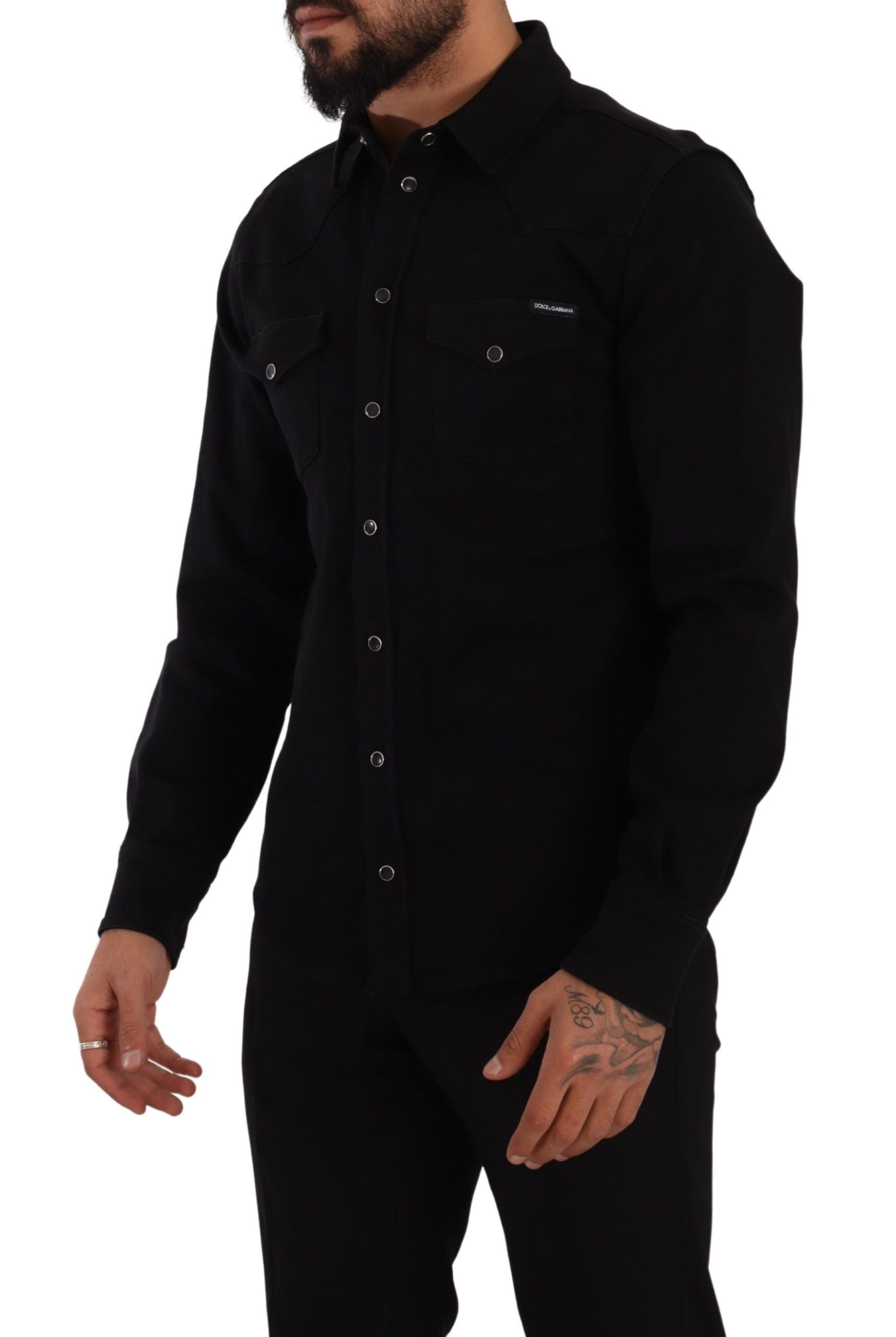 Slim Fit Casual Black Designer Shirt - ventzia