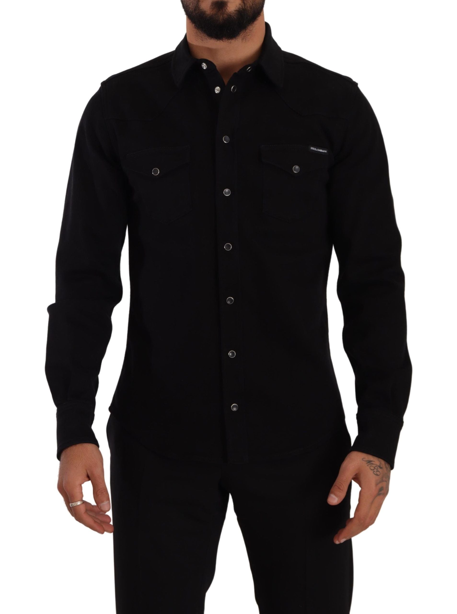 Slim Fit Casual Black Designer Shirt - ventzia