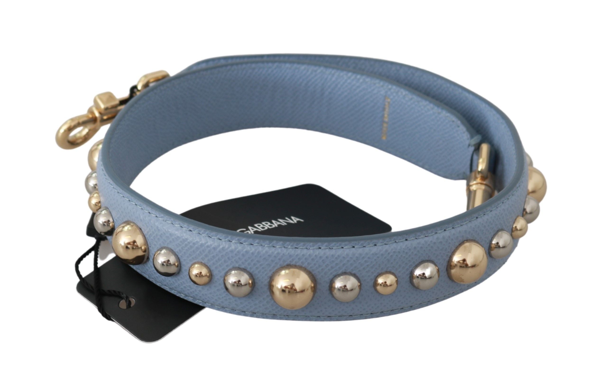 Elegant Blue Leather Shoulder Strap - ventzia