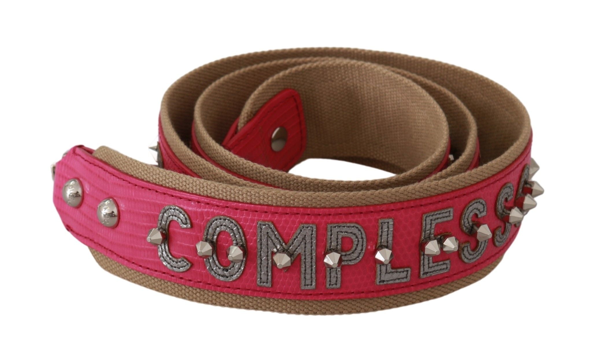 Pink Leather Shoulder Strap with Silver Details - ventzia