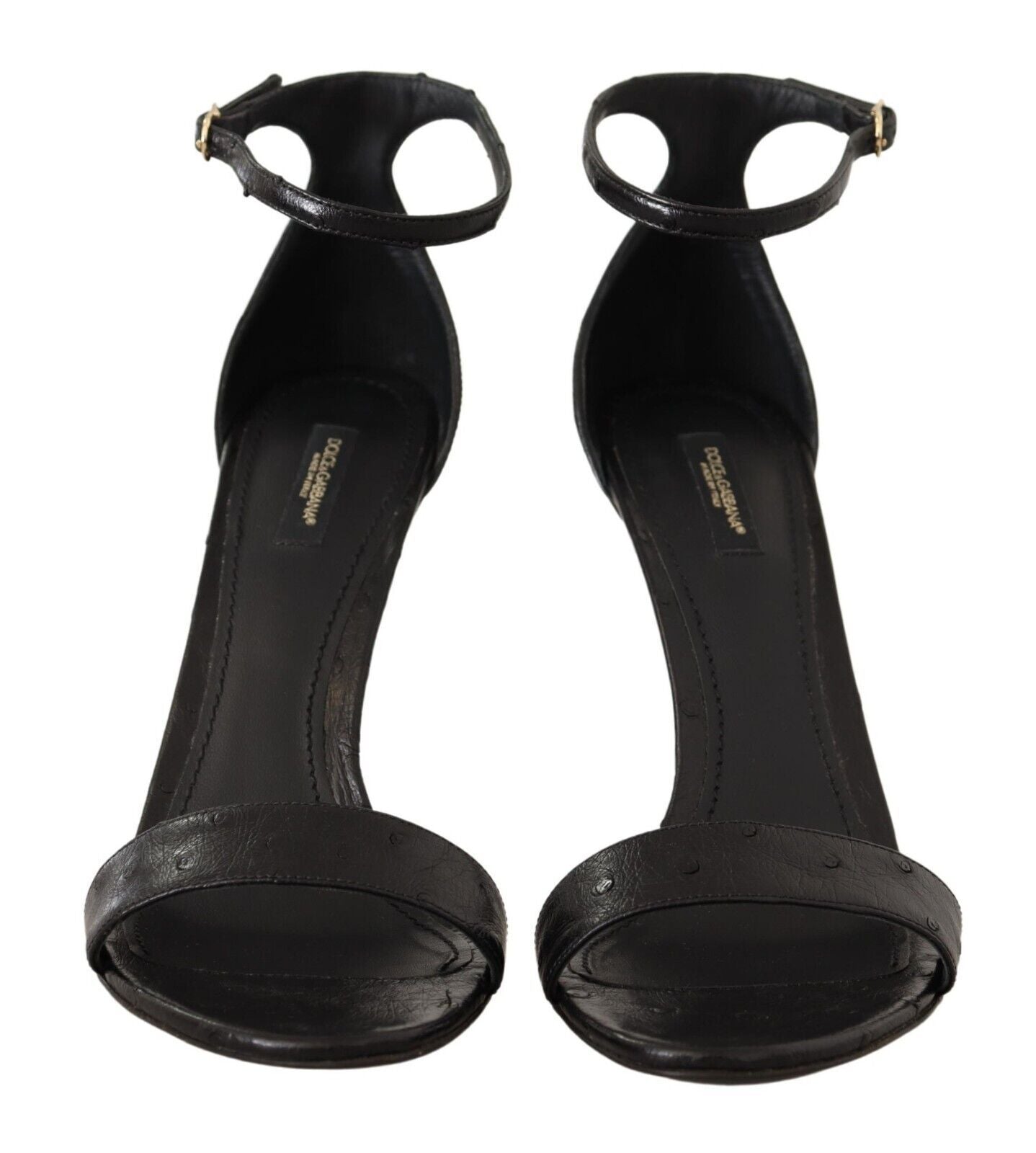 Elegant Ostrich Leather Ankle Strap Heels - ventzia