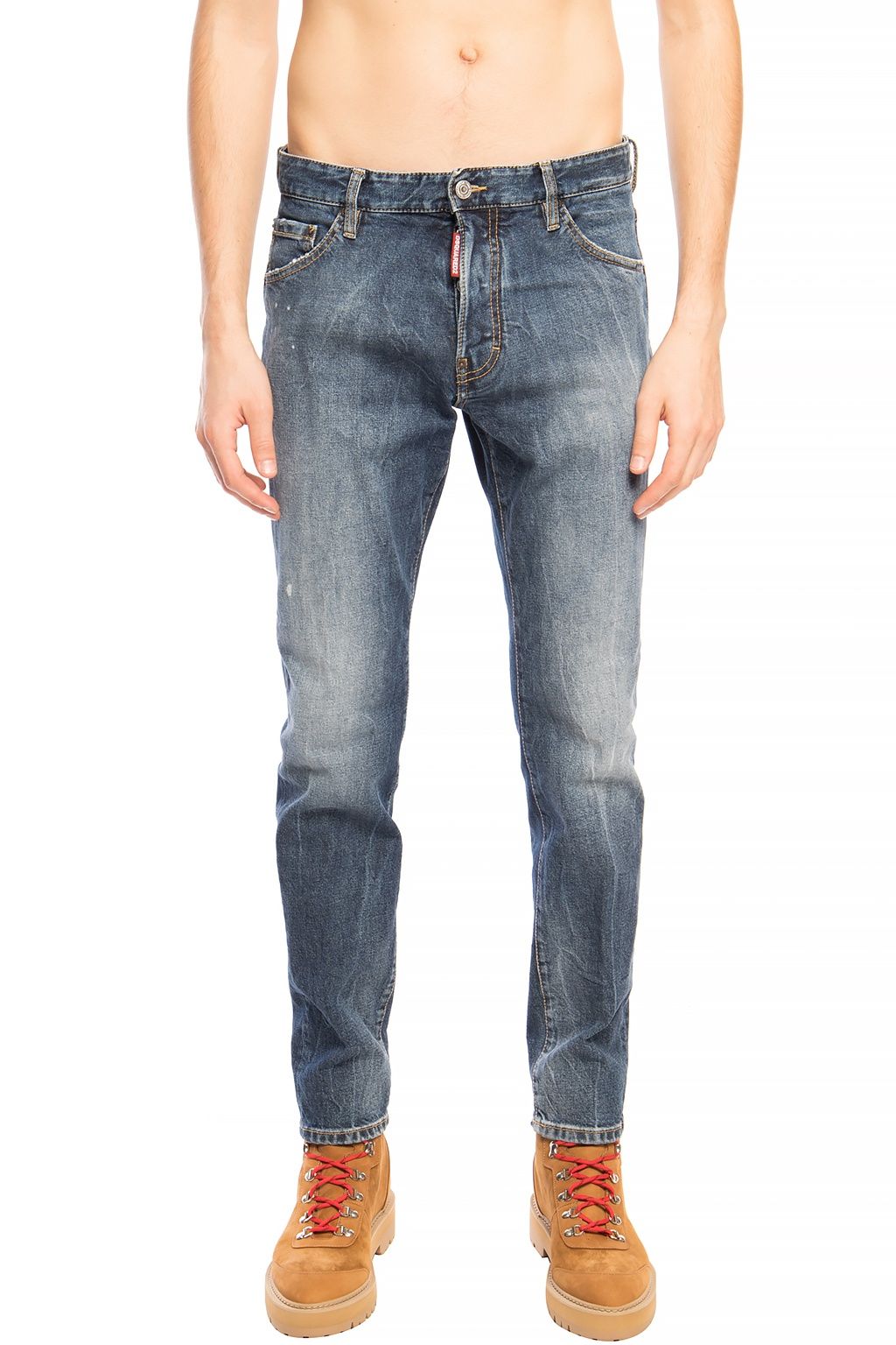 Navy Distressed 'Cool Guy Jean' Denim Pants - ventzia