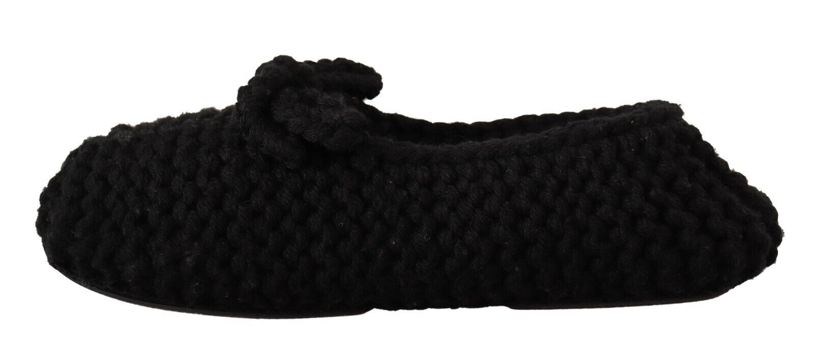 Elegant Black Wool Knit Ballet Flats - ventzia