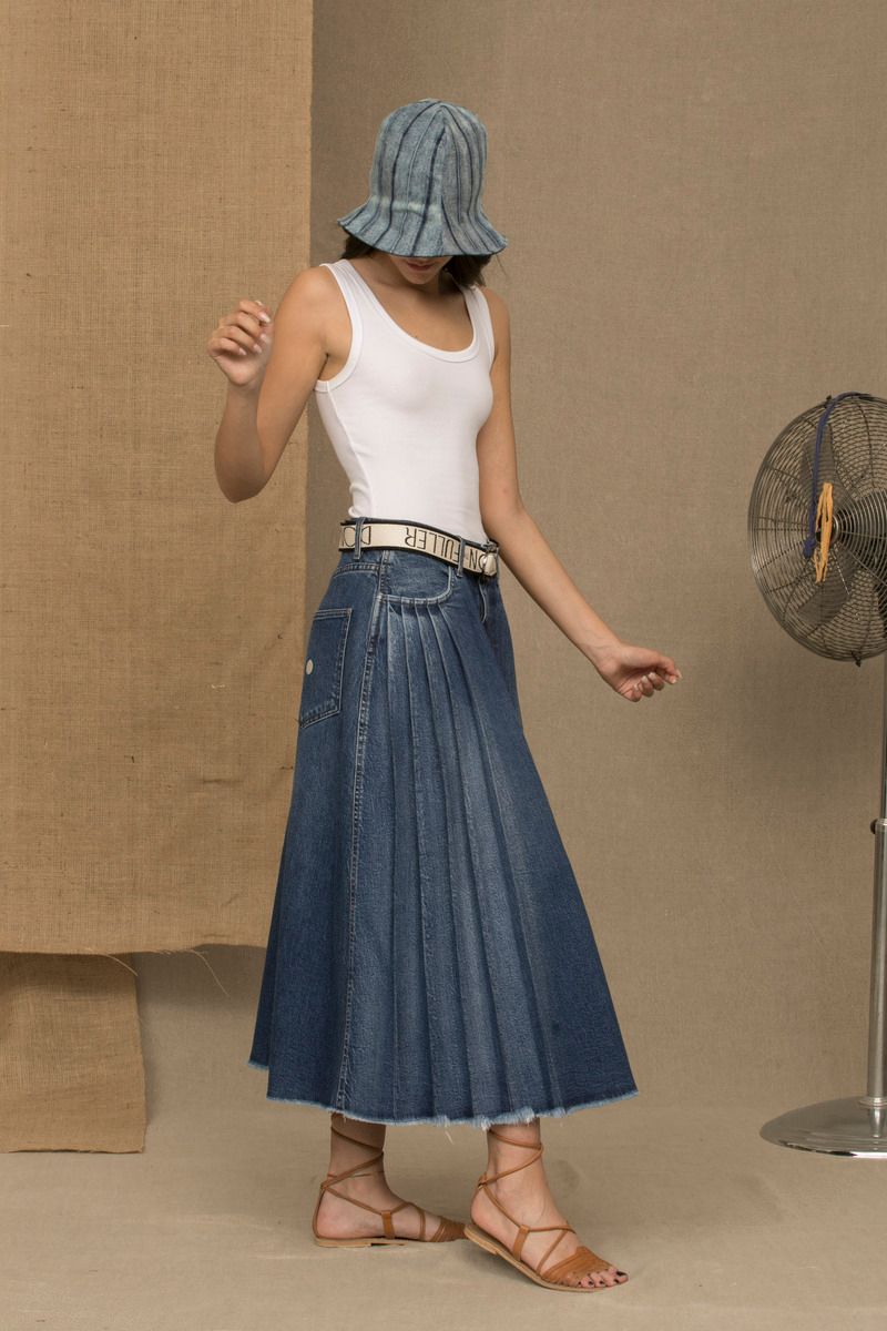 Blue Cotton Women Skirt - ventzia