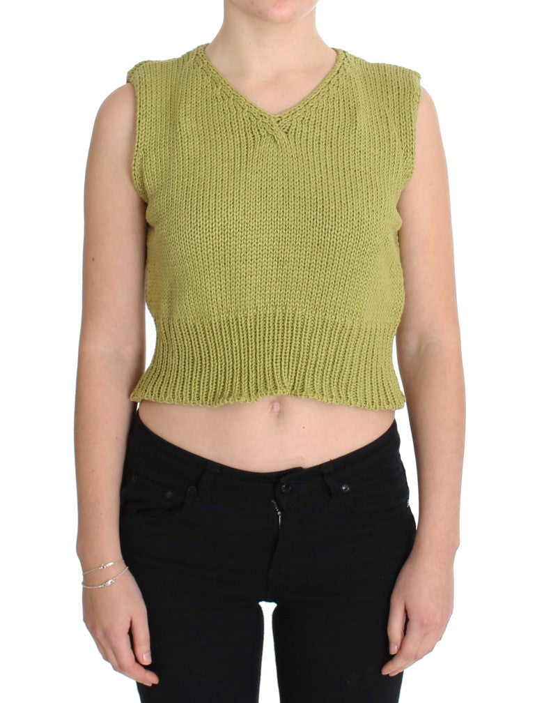 Elegant Green Sleeveless Vest Sweater - ventzia