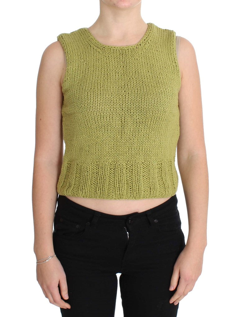 Chic Green Knitted Sleeveless Vest Sweater - ventzia