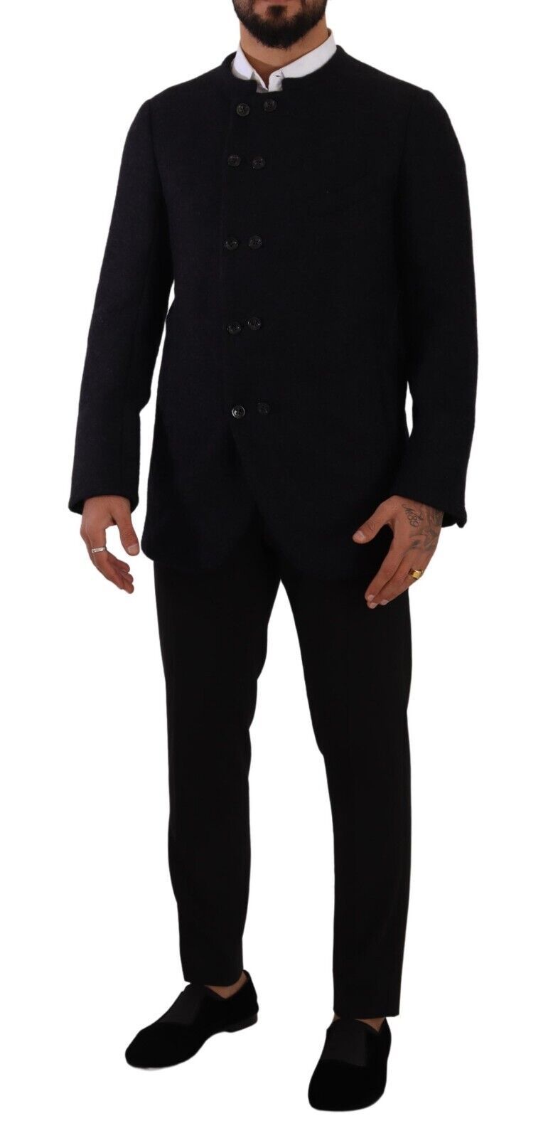 Elegant Dark Grey Alpaca Blend Jacket - ventzia