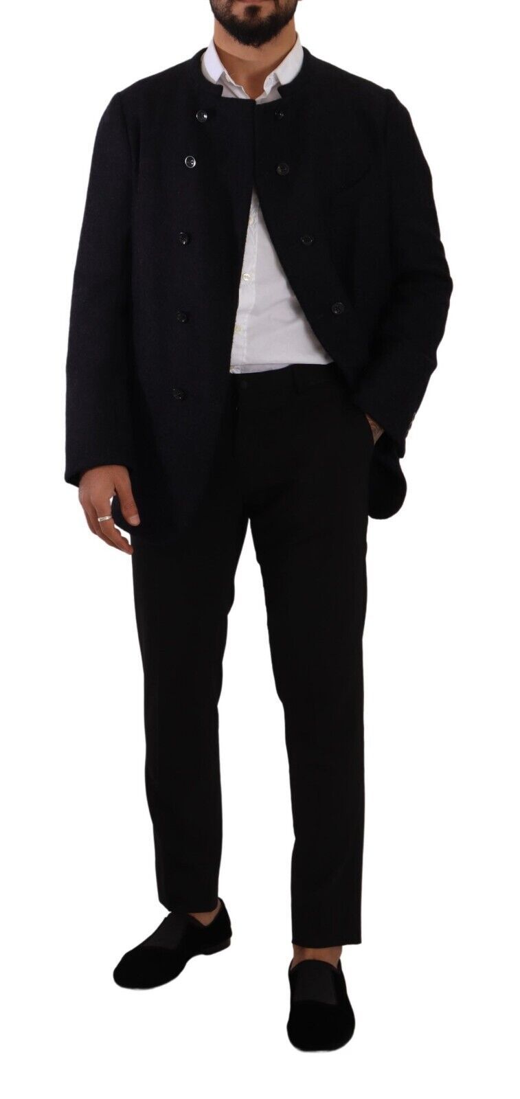 Elegant Dark Grey Alpaca Blend Jacket - ventzia