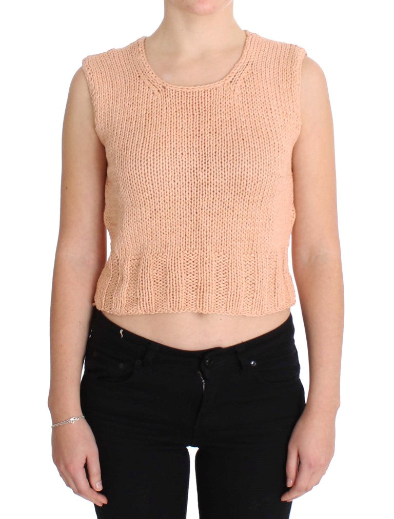 Elegant Pink Knitted Sleeveless Vest Sweater - ventzia