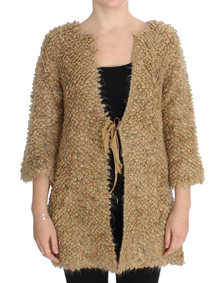 Elegant Beige Sweatercoat Cape - ventzia