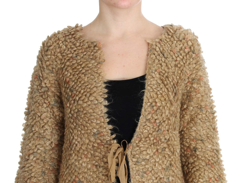 Elegant Beige Sweatercoat Cape - ventzia