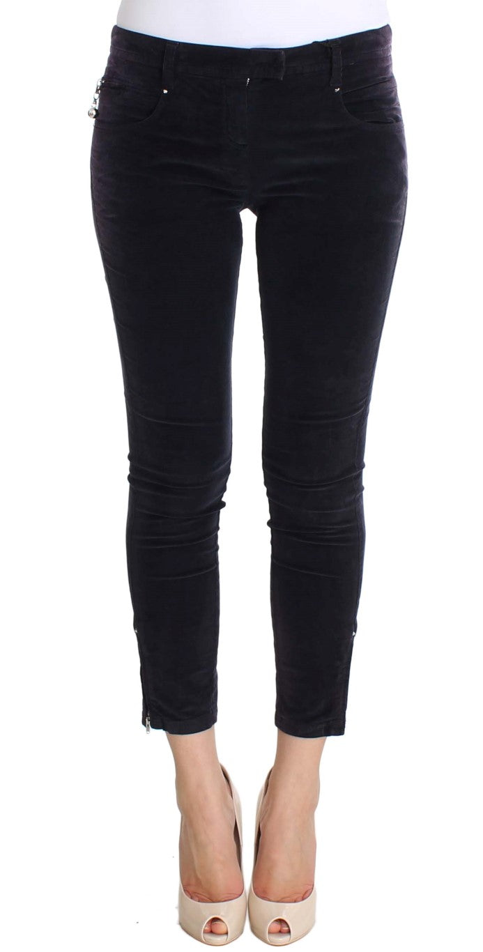 Elegant Purple Cropped Corduroys - ventzia