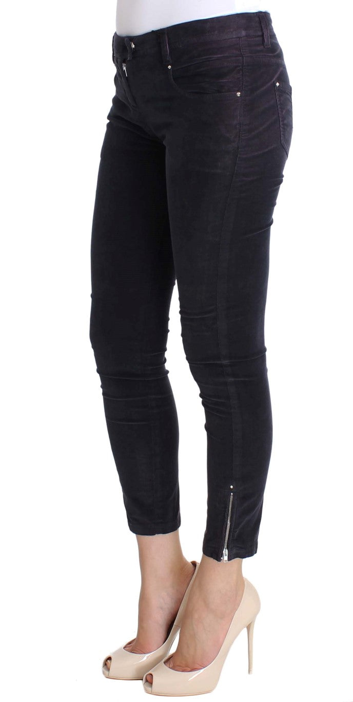 Elegant Purple Cropped Corduroys - ventzia