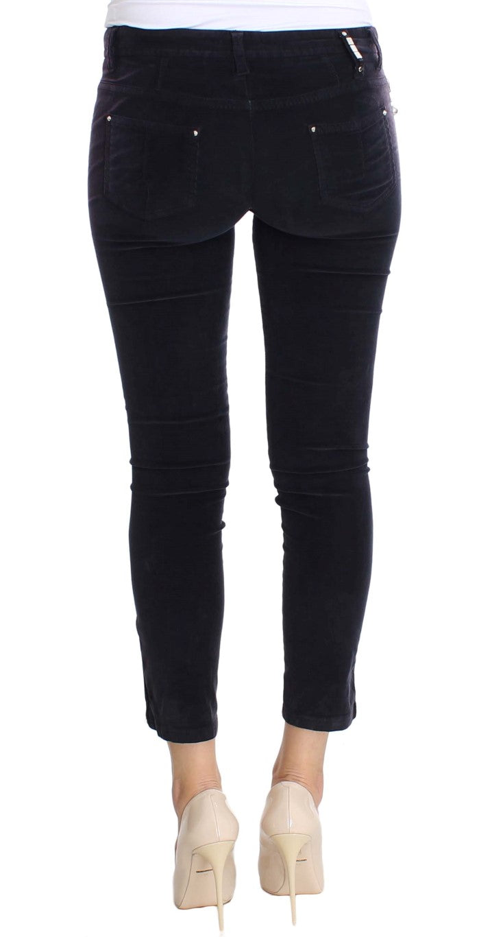Elegant Purple Cropped Corduroys - ventzia