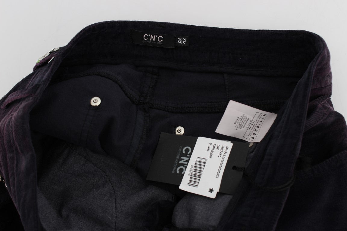 Elegant Purple Cropped Corduroys - ventzia