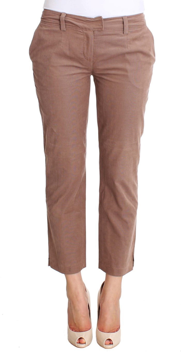 Chic Brown Cropped Corduroy Pants - ventzia
