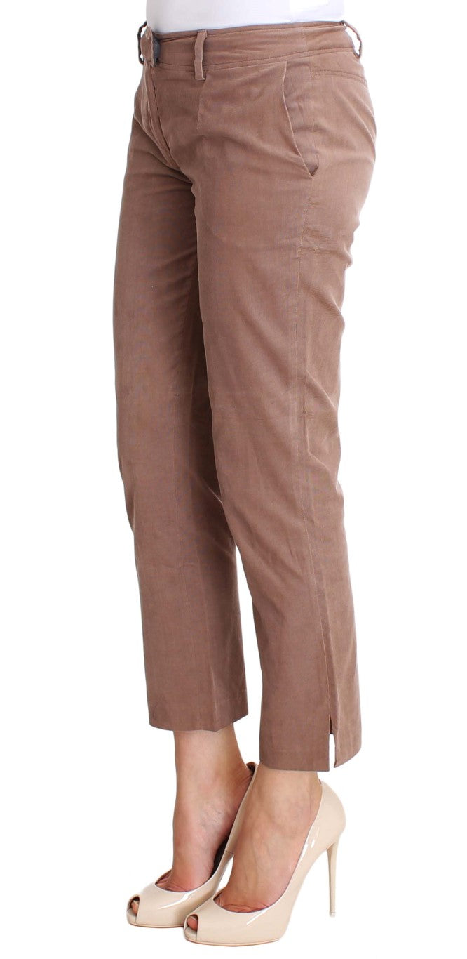 Chic Brown Cropped Corduroy Pants - ventzia