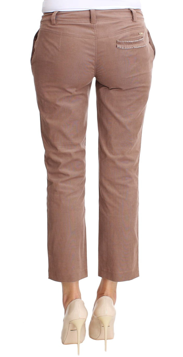 Chic Brown Cropped Corduroy Pants - ventzia