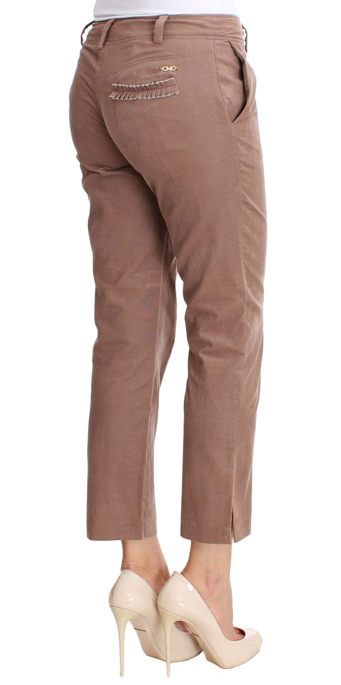 Chic Brown Cropped Corduroy Pants - ventzia
