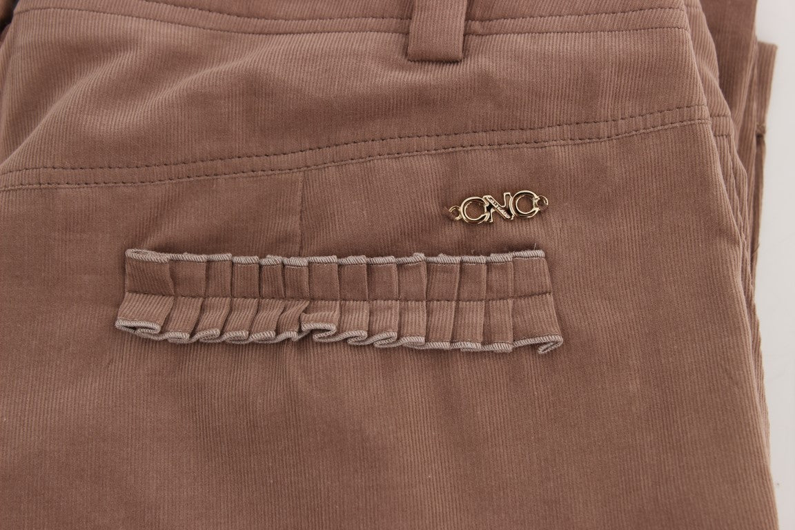 Chic Brown Cropped Corduroy Pants - ventzia