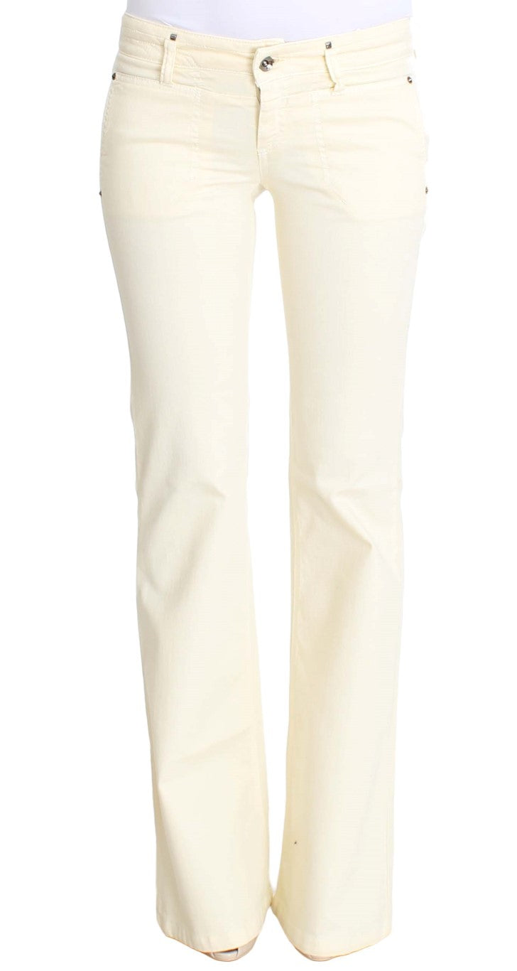Chic Off-White Flared Designer Jeans - ventzia