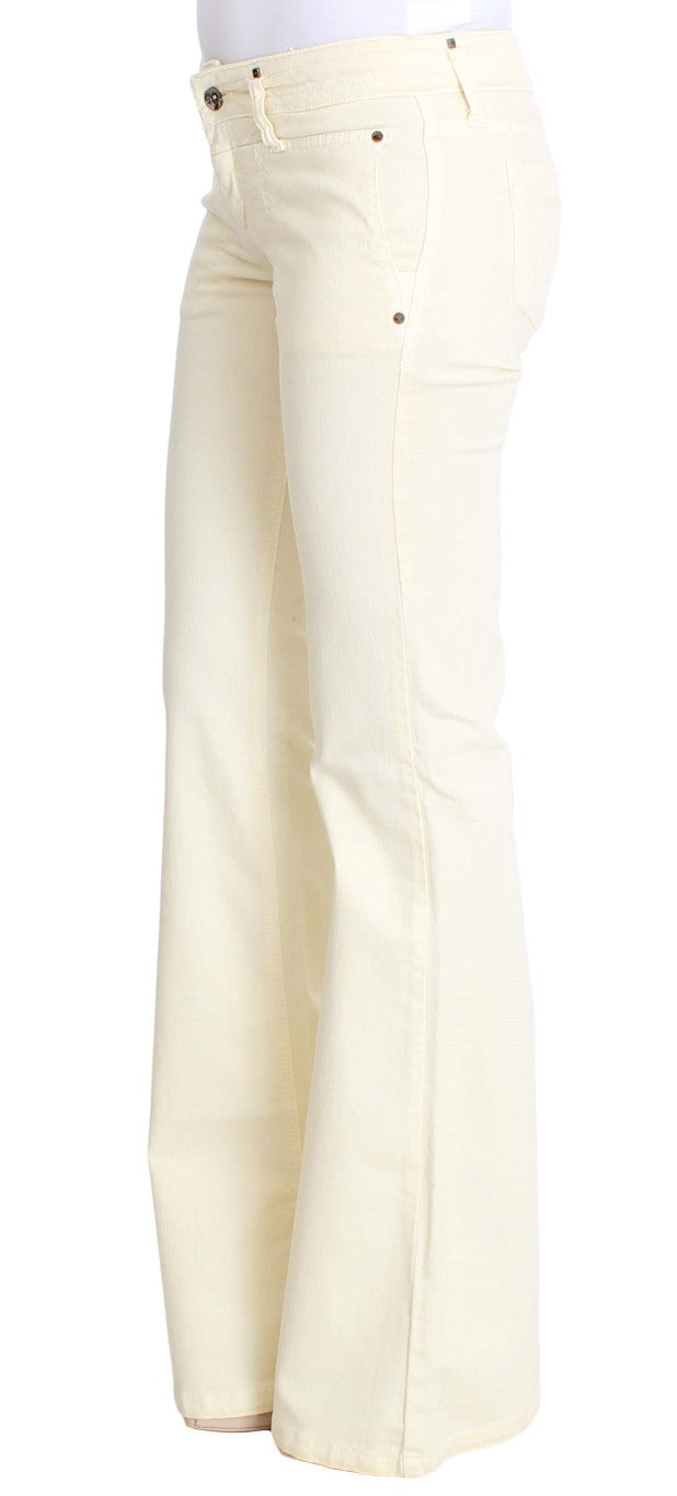 Chic Off-White Flared Designer Jeans - ventzia