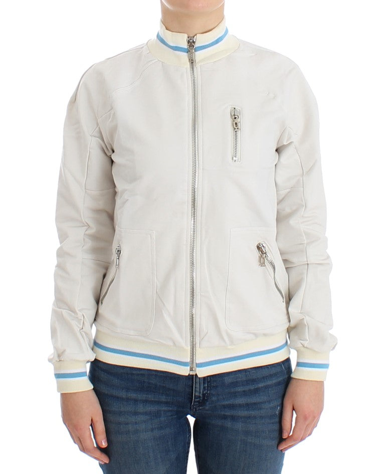 Elegant White Zip Cardigan - ventzia