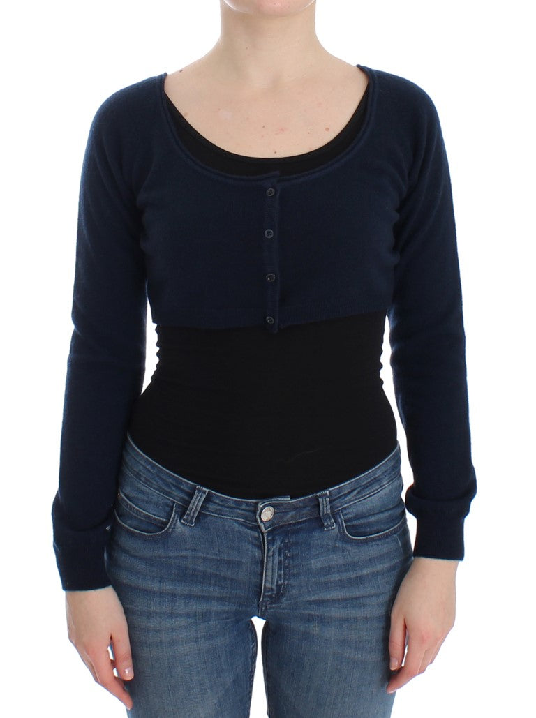 Chic Cashmere-Blend Cropped Sweater in Blue - ventzia