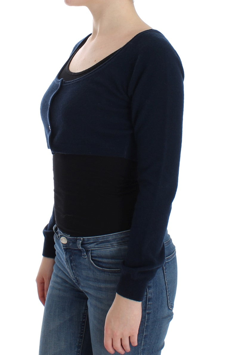 Chic Cashmere-Blend Cropped Sweater in Blue - ventzia