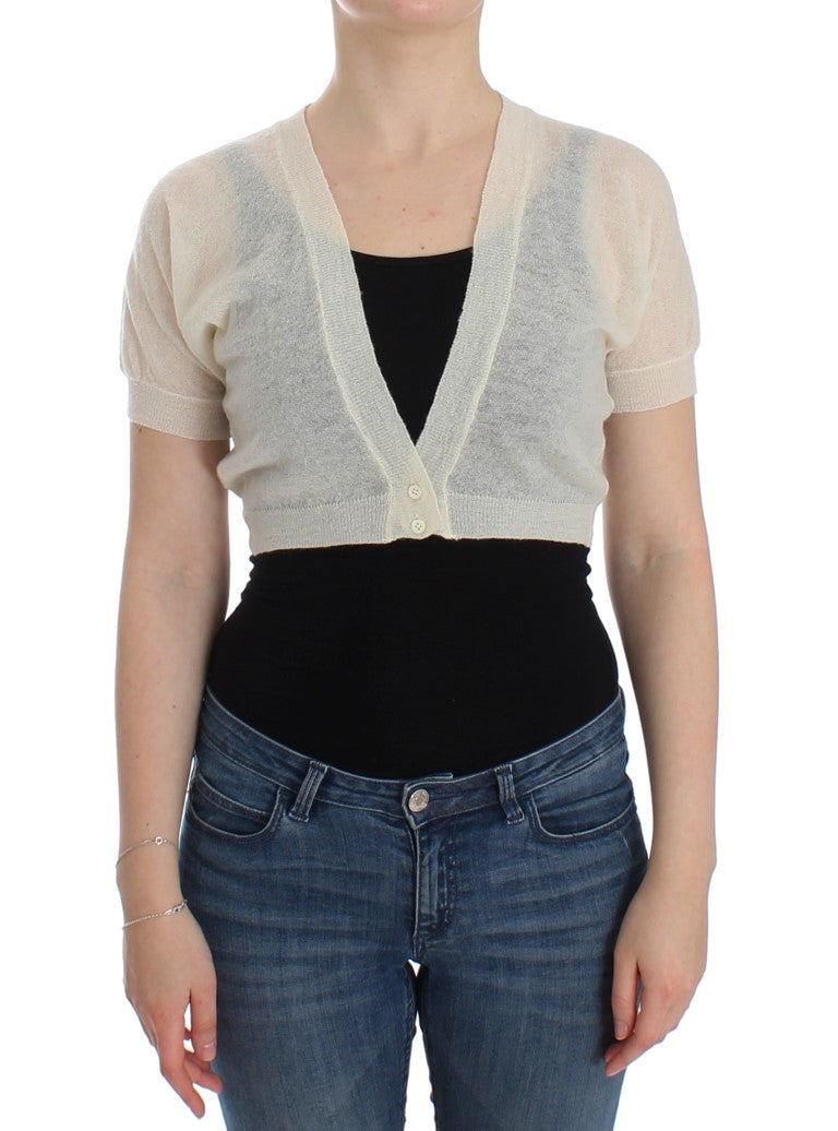 Elegant Off-White Cropped Alpaca-Wool Blend Sweater - ventzia