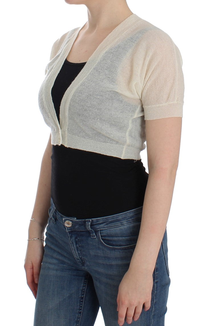 Elegant Off-White Cropped Alpaca-Wool Blend Sweater - ventzia