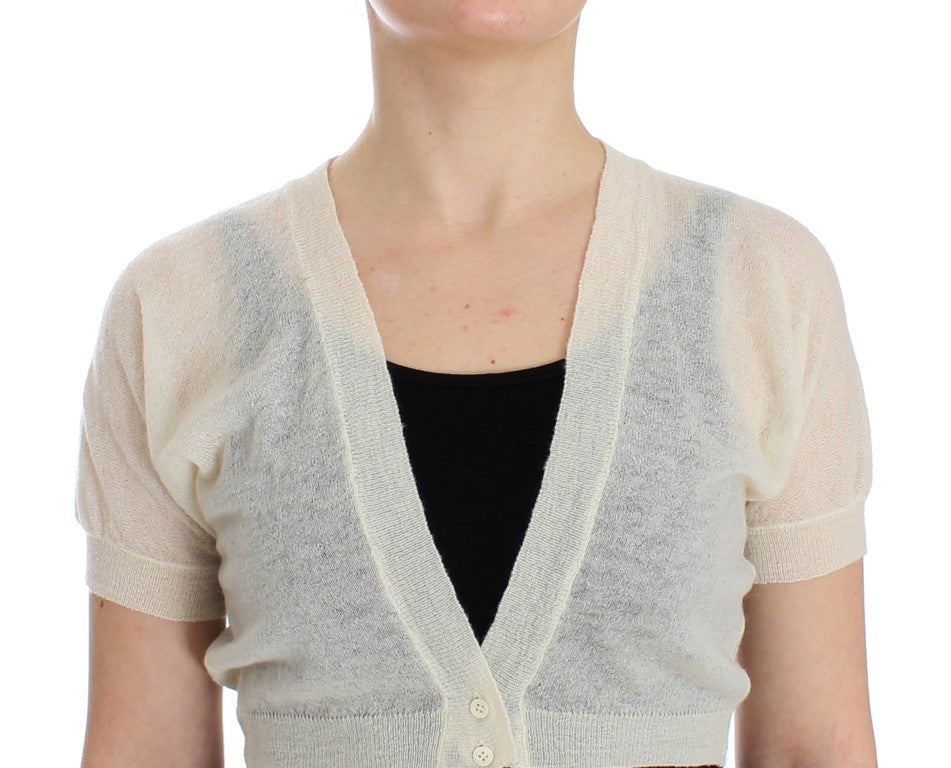 Elegant Off-White Cropped Alpaca-Wool Blend Sweater - ventzia