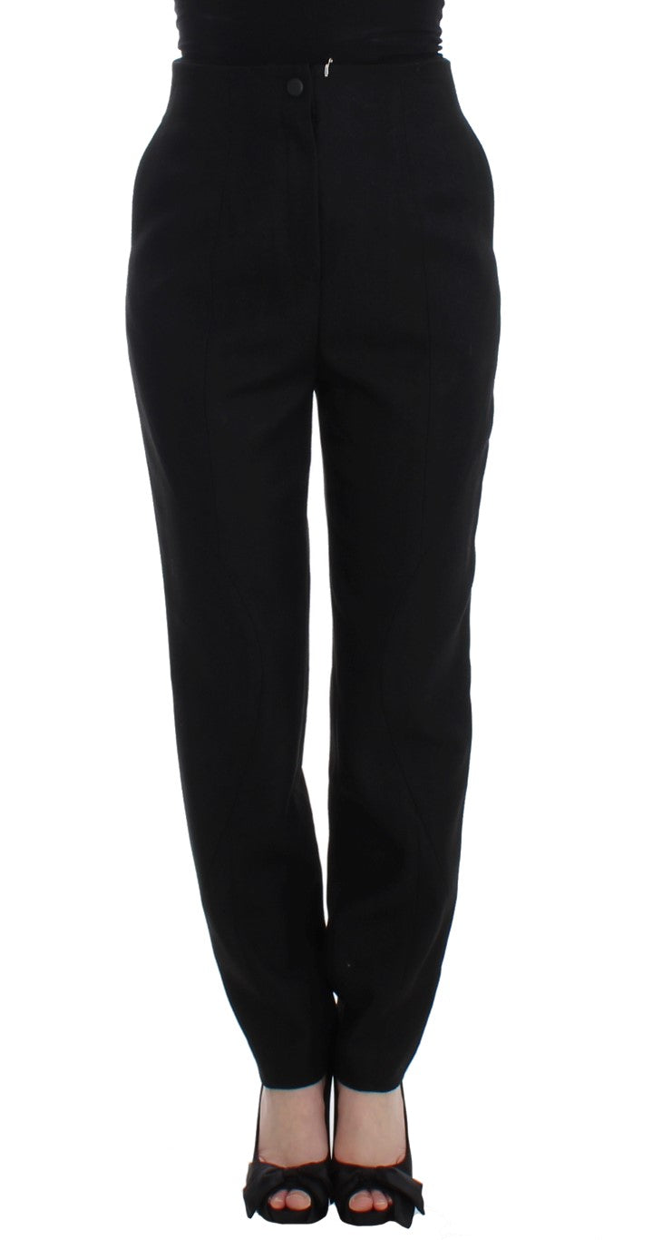 Elegant High-Waist Black Pants - ventzia