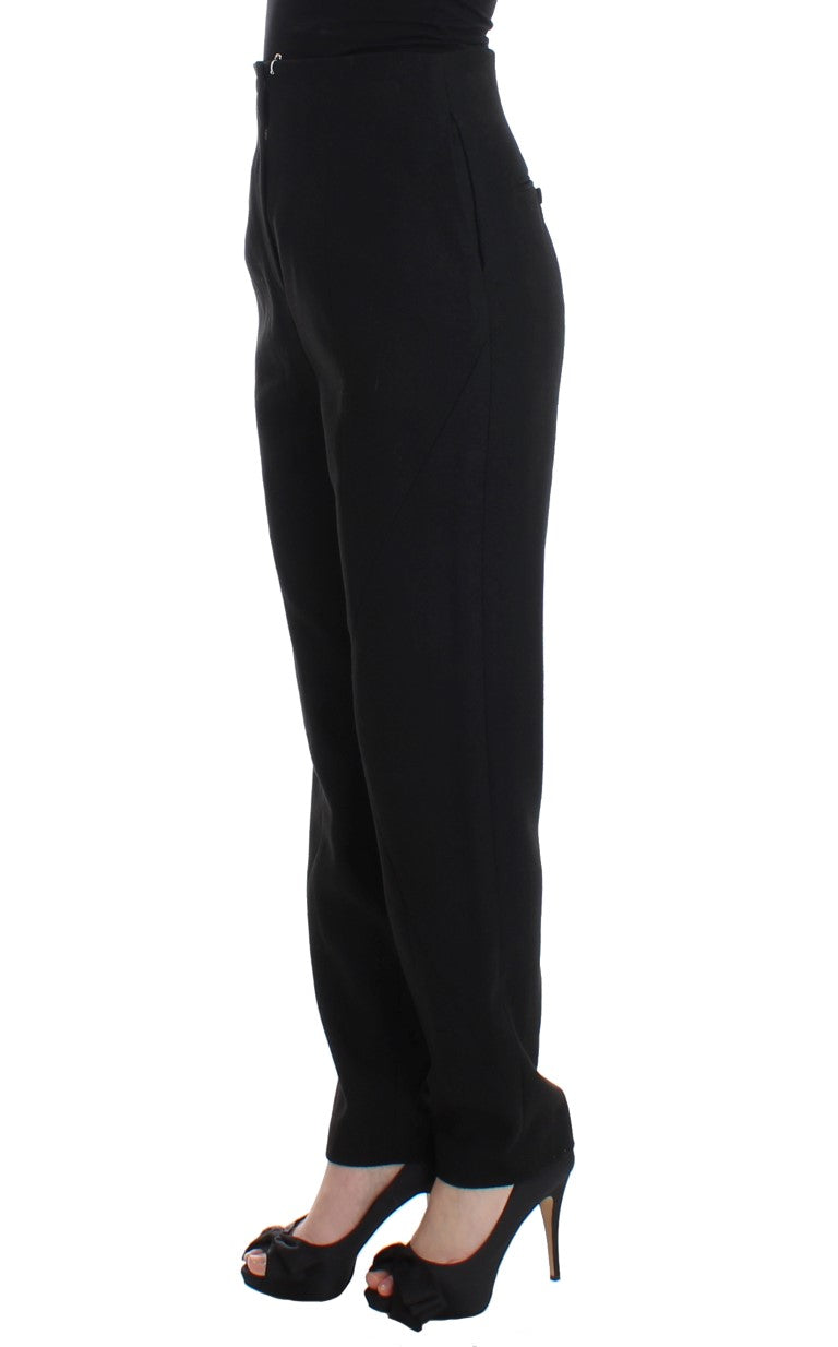 Elegant High-Waist Black Pants - ventzia