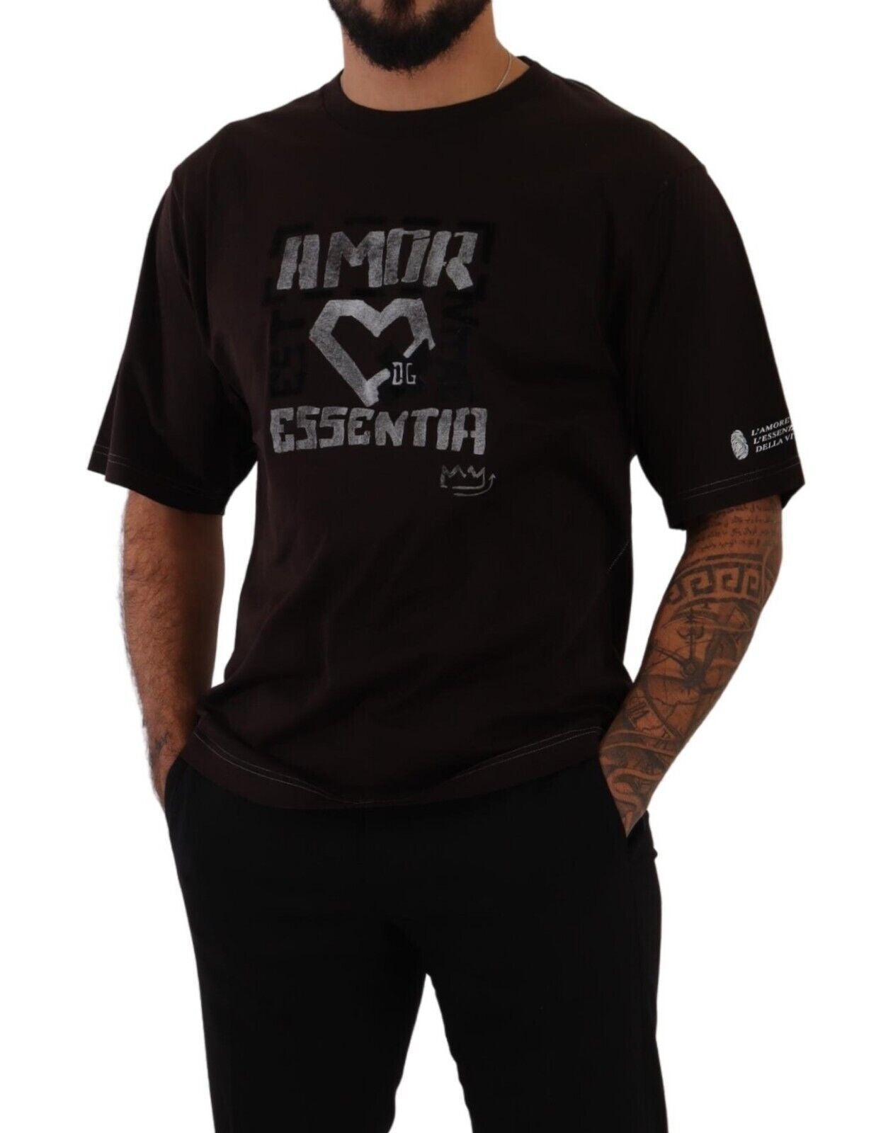 Elegant Burgundy L'Amore Crew Neck Tee - ventzia